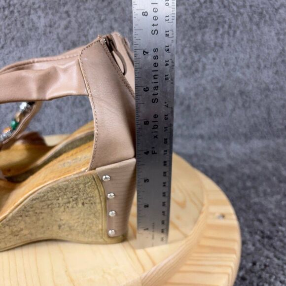 Patrizia Spring Step Wedge Heel Sandals Womens Size 10 Rhinestone Medallion Shoe - Picture 6 of 11